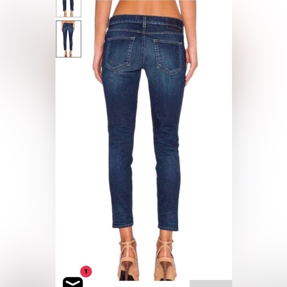 NWOT AMO Twist True Blue Designer Cropped Jeans, Size 29 - Picture 2 of 12